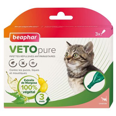 Beaphar - Pipettes Antiparasitaires VETOpure pour Chatons - 3x0,4ml
