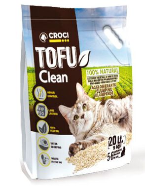 Croci - Litière Agglomérante Tofu Clean pour Chats - 20L/9Kg