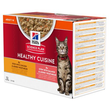 Hill’s Science Plan Heathy Cuisine Mijotés Pour Chat Adulte Au Poulet Et Légumes Ajoutés  - 12x80g