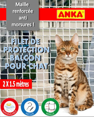 Anka - Filet de Protection Balcon et Fenêtre pour Chats