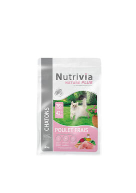 Nutrivia Nature Plus - Croquettes Naturelles au Poulet pour Chatons - 2kg