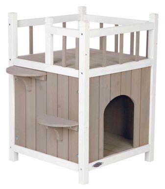 Trixie - natura Cat's Home avec balcon gris/blanc - 45 x 65 x 45 cm