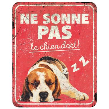 D&D - Panneau d'avertissement beagle fr - 25x20x03cm rouge