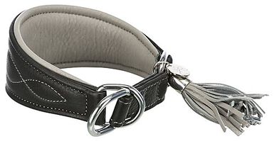 Trixie - Collier Confort Lévriers en Cuir Noir XS pour Chien - 21/26cm