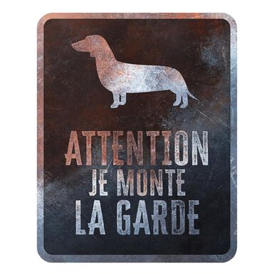 D&D - Panneau d'avertissement Dachshund Français - 25x20x03cm Multicolore