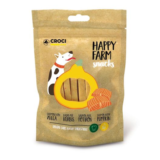 Croci - Friandises Happy Farm Saumon et Citrouille pour Chiens - 80g image number null