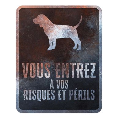 D&D - Panneau d'avertissement Beagle Français - 25x20x03cm Multicolore