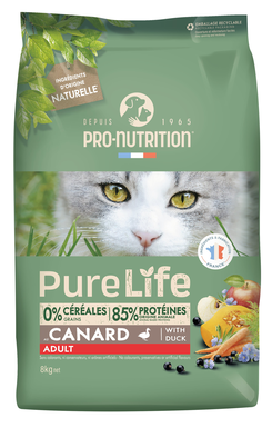 Pro-Nutrition - Croquettes Pure Life Chat Adult Canard - 8kg