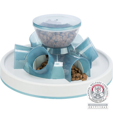 Trixie - Cat Activity Tunnel Feeder bleu/gris - 28 x 14 cm