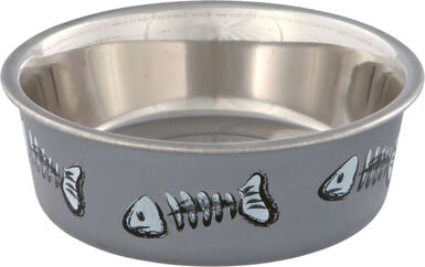 Trixie - Gamelle arête de poisson acier inox/plast./caout. - 0.25 l/12 cm