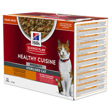 Hill’s Science Plan Healthy Cuisine Mijoté Pour Chat Adulte Stérilisé Au Poulet Et Légumes  - 12x80g