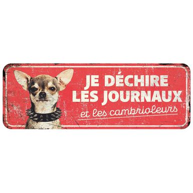 D&D - Panneau d'avertissement chihuahua - 40 x 13 x 03 cm rouge