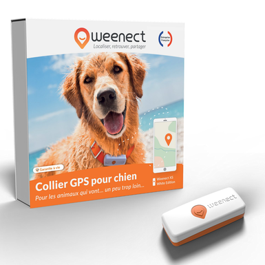 Weenect - Traceur GPS Blanc Edition 2023 pour Chiens - L/XL