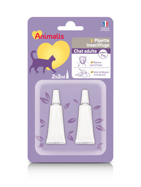 Animalis - Répulsif Insectifuge en Pipette pour Chat - 2x2ml