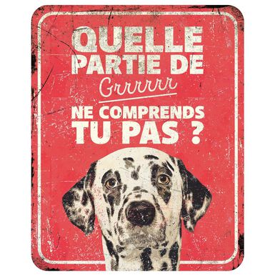 D&D - Panneau d'avertissement dalmatian fr - 25x20x03cm rouge