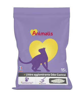 Animalis - Litière Agglomérante Odor Control pour Chat - 15L