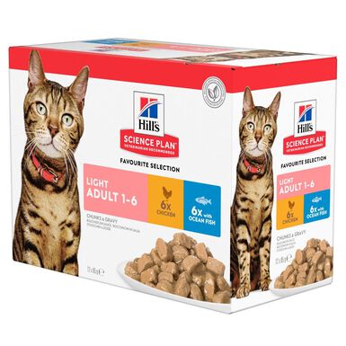 Hill's Science Plan - Adult Light Sachets Repas Pour Chat Poulet Et Poisson  - 12x85g