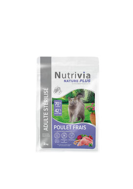 Nutrivia Nature Plus - Croquettes Naturelles au Poulet pour Chats Stérilisés - 2kg