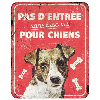 D&D - Panneau d'avertissement jack russel fr - 25x20x03cm rouge