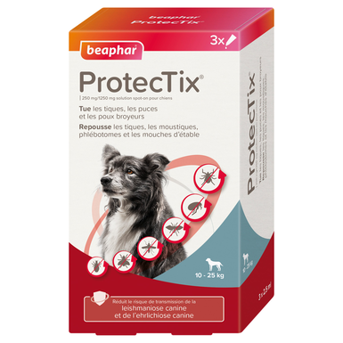 Beaphar - ProtecTix® 250 mg/1250 mg Solution Spot-on pour Chiens entre 10 et 25kg  - 3x2,5ml