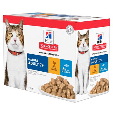 Hill's Science Plan - Mature Adult Multipack 12 Sachets Repas Pour Chat Agé Poulet Et Poisson -12x85g