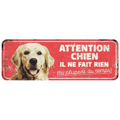 D&D - Panneau d'avertissement golden retriever - 40 x 13 x 03 cm rouge