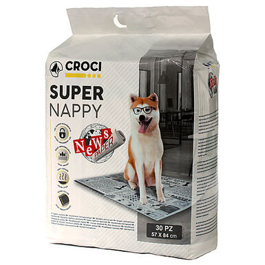 Croci - Tapis Hygiénique Super Nappy New Paper pour Chiens - 84x57cm