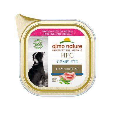 Almo Nature - Pâtée en Barquette HFC Jambon Petit Pois pour Chiens - 85g