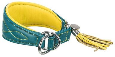 Trixie - Collier Confort Lévriers en Cuir Bleu et Jaune XS pour Chien  - 24/31cm