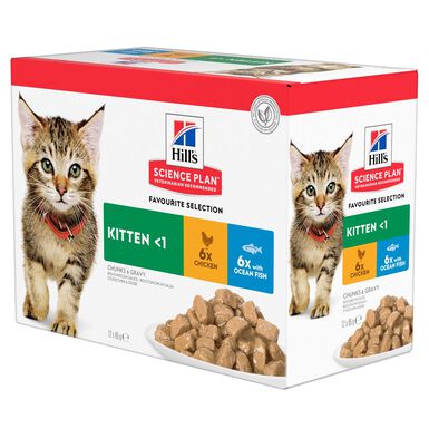 Hill's Science Plan - Kitten Multipack 12 Sachets Repas Pour Chaton Poulet Et Poisson  - 12x85g