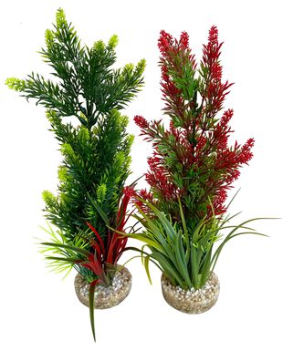 Tyrol - Décoration Cocktail Plant Large + support Sable Naturel pour Aquarium - 35cm