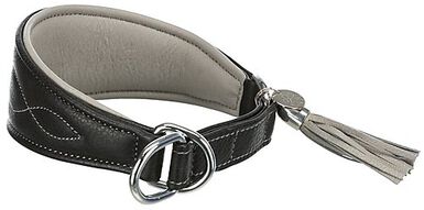 Trixie - Collier Confort Lévriers en Cuir Noir XS pour Chien  - 27/35cm