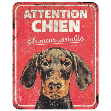 D&D - Panneau d'avertissement dobermann fr - 25x20x03cm rouge