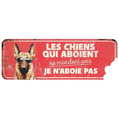 D&D - Panneau d'avertissement german shepherd - 40 x 13 x 03 cm rouge