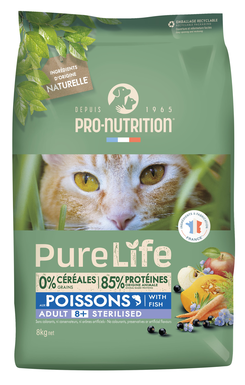 Pro-Nutrition - Croquettes Pure Life Chat 8+ Sterilised - 8kg