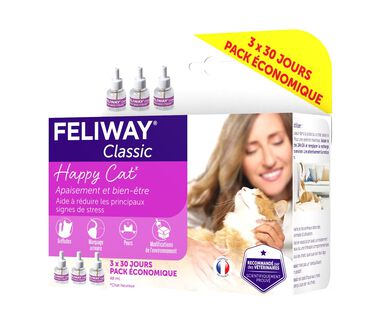 Feliway Classic - Lot Recharge 30J pour le Stress du Chat - 3x48ml