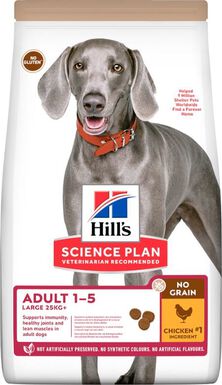 Hill's Science Plan - No Grain Adult Croquettes Sans Céréales Chien Adulte Grande Race Poulet -12kg