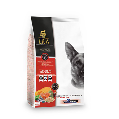 Era - Croquettes Millennium Saumon et Hareng pour Moyens et Grands Chiens - 500g